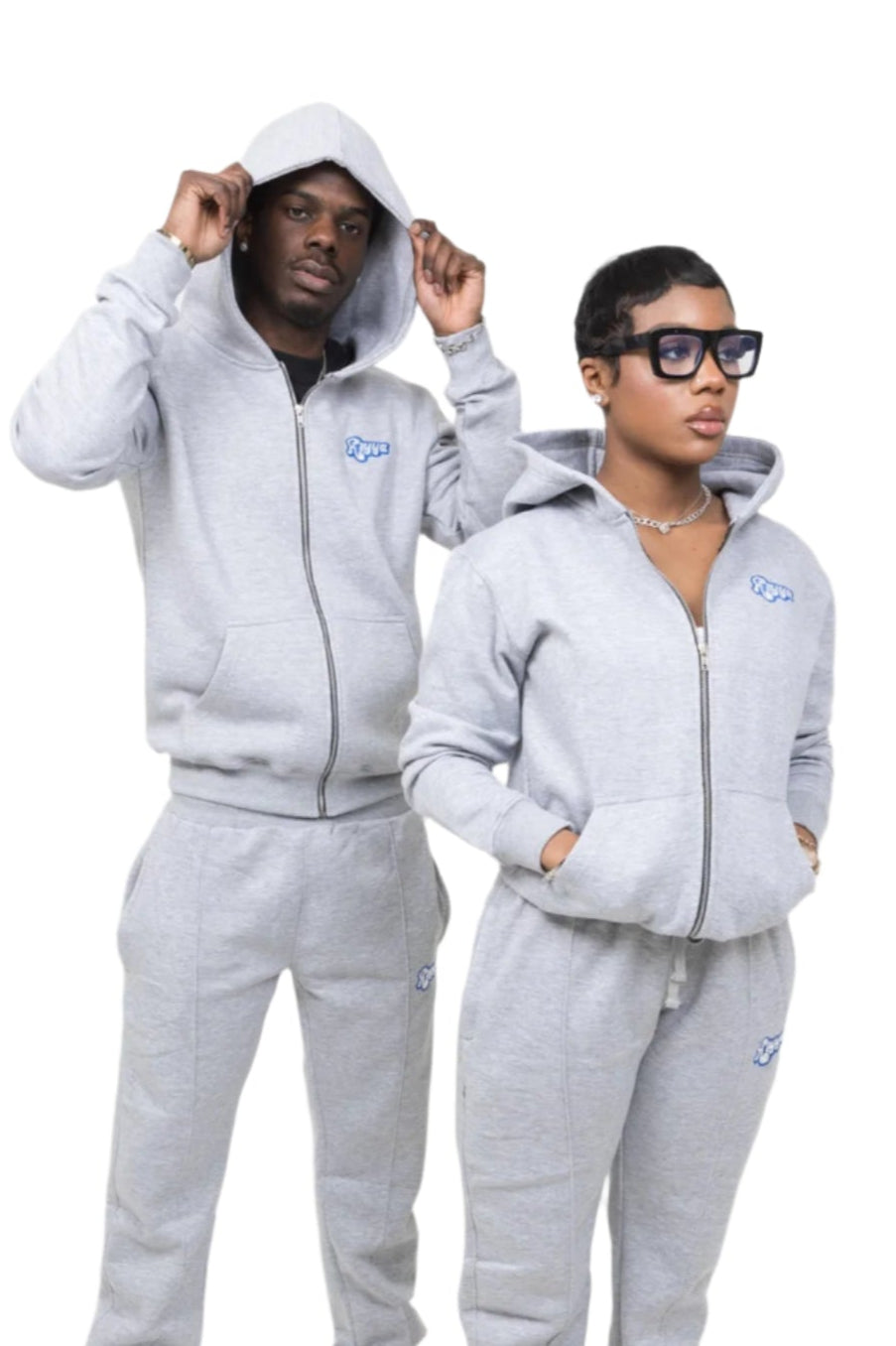 GREY & ROYAL BLUE HOODIE