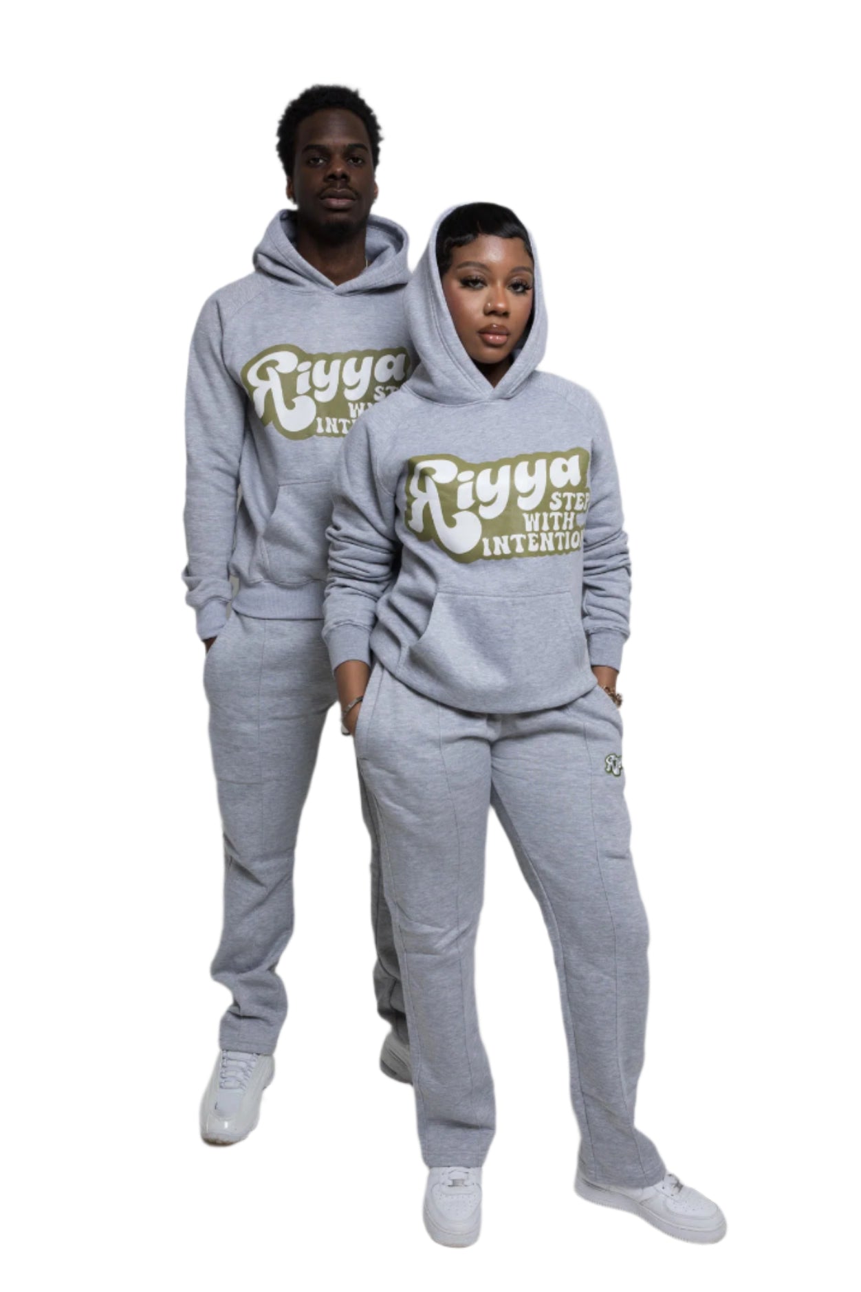 GREY & SEAFOAM GREEN FLARED BOTTOMS