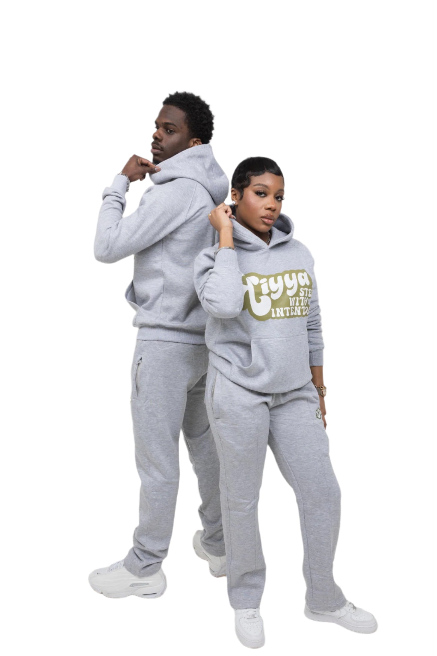 GREY & SEAFOAM GREEN FLARED BOTTOMS