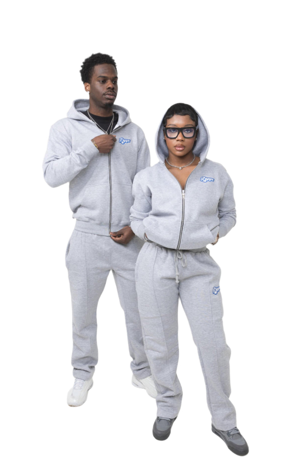 GREY & ROYAL BLUE FLARED BOTTOMS